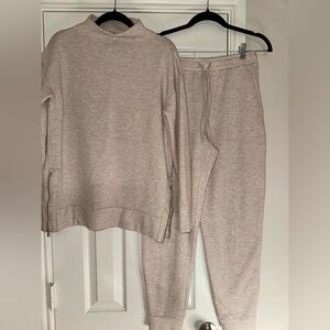 Women's Haven Well Within Cozy Mock Neck Sweatshirt & Jogger Set - Cream